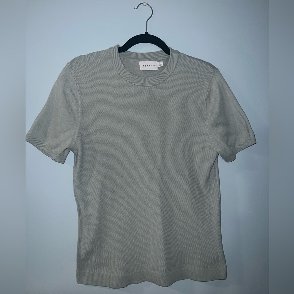 Topman textured light knit tshirt seafoam green